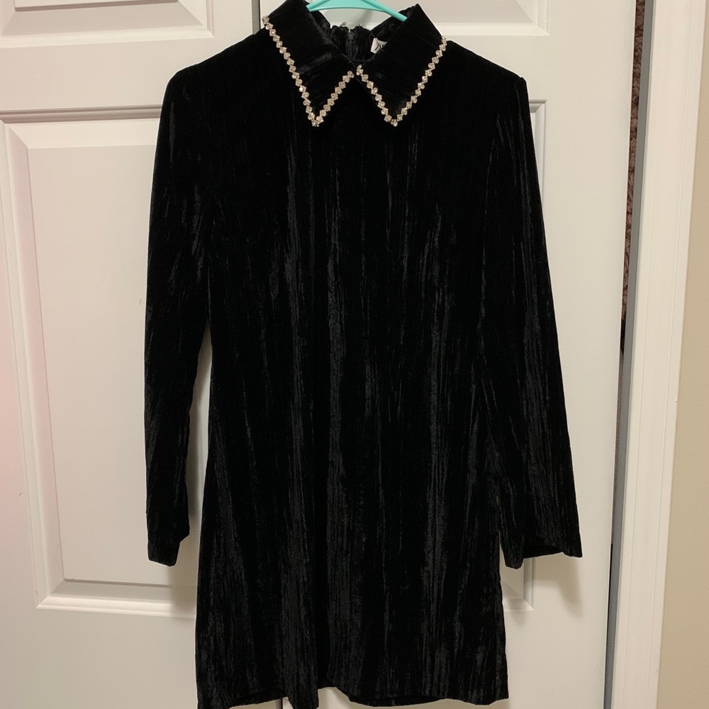 Zara black velvet mini dress